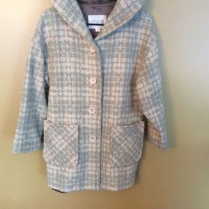 Vintage look moon man winter houndstooth coat